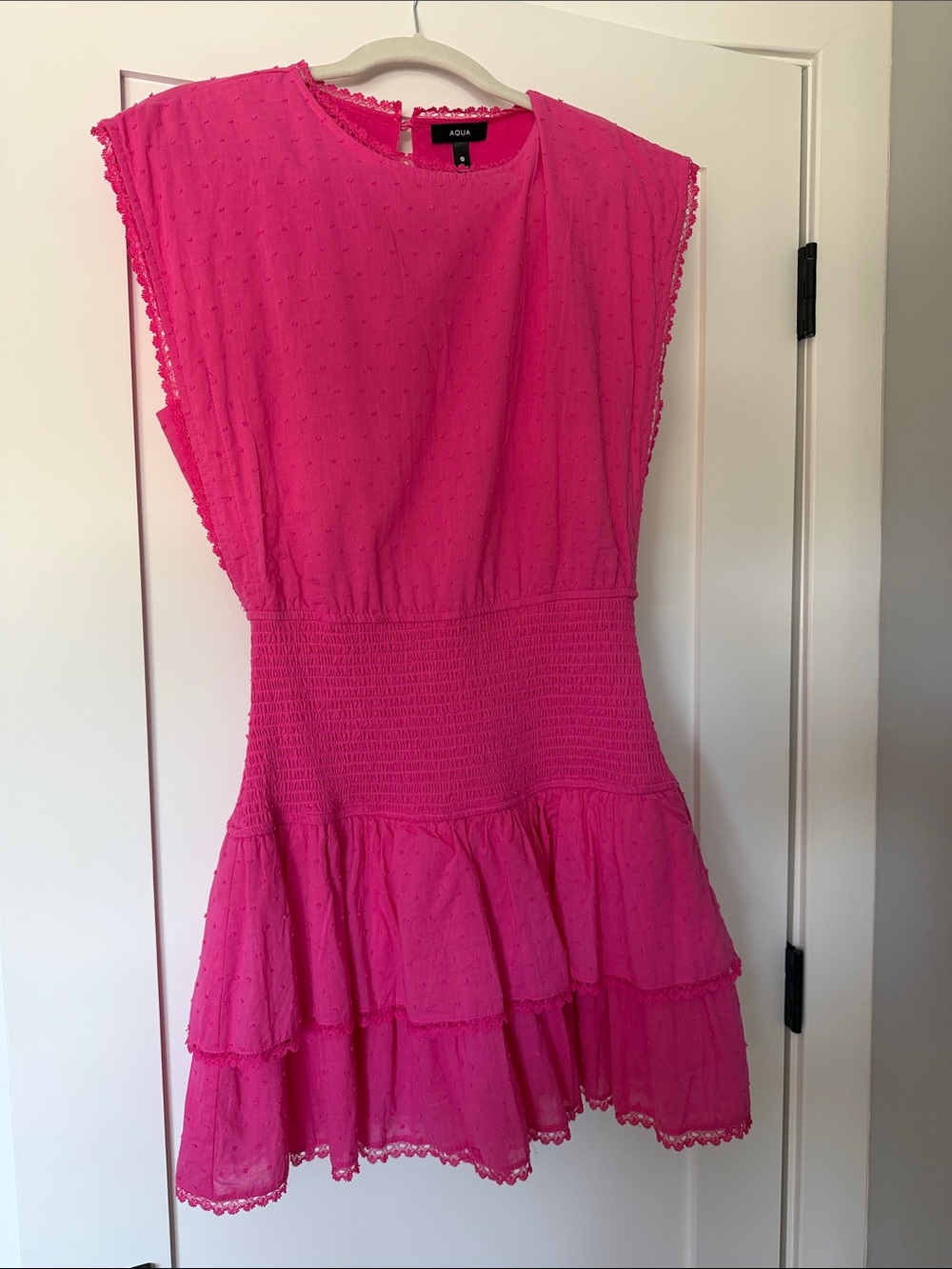 Aqua Girls Bright Pink Tiered Smocked Waist Dress